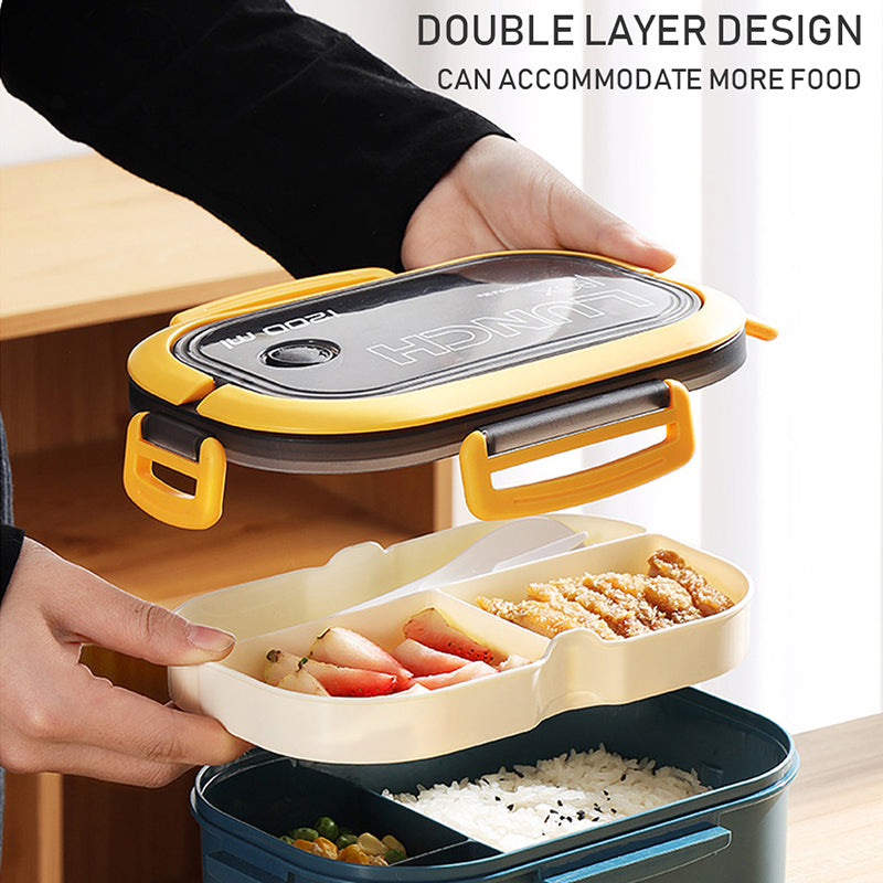 Single Double-layer Lunch Box Portable Compartment Fruit Food Box Microwave Lunch Box With Fork And Spoon Picnic Fresh Box