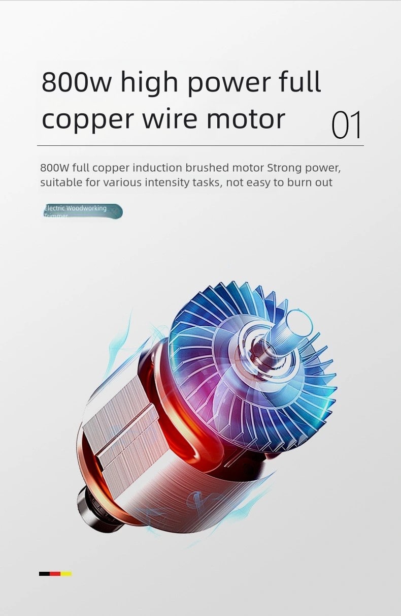 6 Speed A set of Electric woodworking , 800W Handheld Electric edger,Electric router,manual wood trimmer with 15 1/4 "drill bit sets, edge and roller guide rails,Electric router