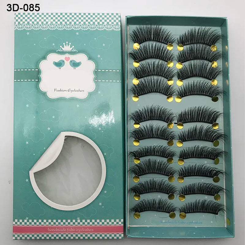 10 Pairs Faux 3D Mink Lashes Natural False Eyelashes Long Lasting Extension beautiful eyes Dramatic Fluffy Soft Wispy Volume Cross Reusable Eyelash Makeup Beauty Tools