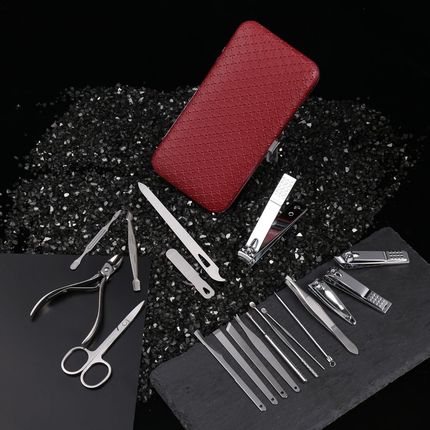 19 Pcs/set Manicure Set Stainless Steel Nails Clippers Set Ear Spoon Pedicure Sets Toe Nail Scissors Manicure Nail Art Tools