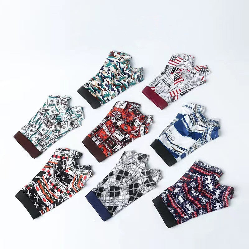 4Pcs Men's Underwear Men's Clothes Underwear Men's Boxer Briefs Ice Silk Underpants Fashion Personalized Print Men's Clothing Underwear