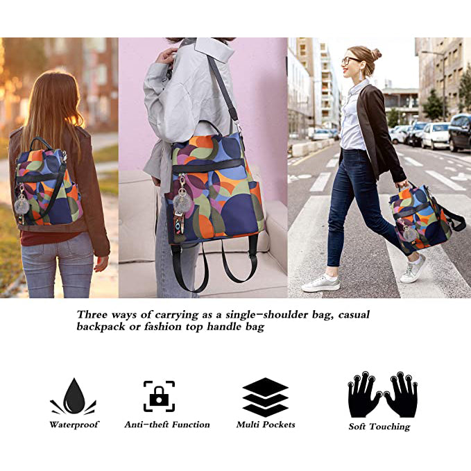Ladies Backpack Bags Women Casual Rucksack Oxford Cloth Waterproof - Multi Color