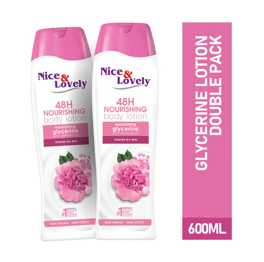 Nice & Lovely Twin Moisturizing Glycerine 600ml Lotion (Pack of 2)