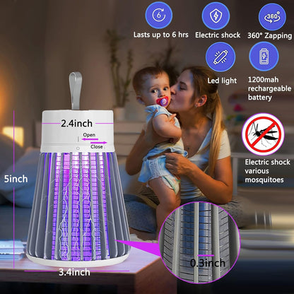Bug Zapper Outdoor,Electric Mosquito Zapper Portable Camp Mosquito Killer,Rechargeable Indoor Fly Zapper,Electric Fly Zapper,Fly Traps,Flying Insects Zapper Indoor Outdoor