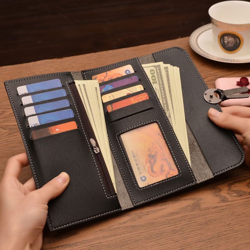Women Long Wallet Ladies Coin Purse Tri-fold Wallet Card Case Black Wallet