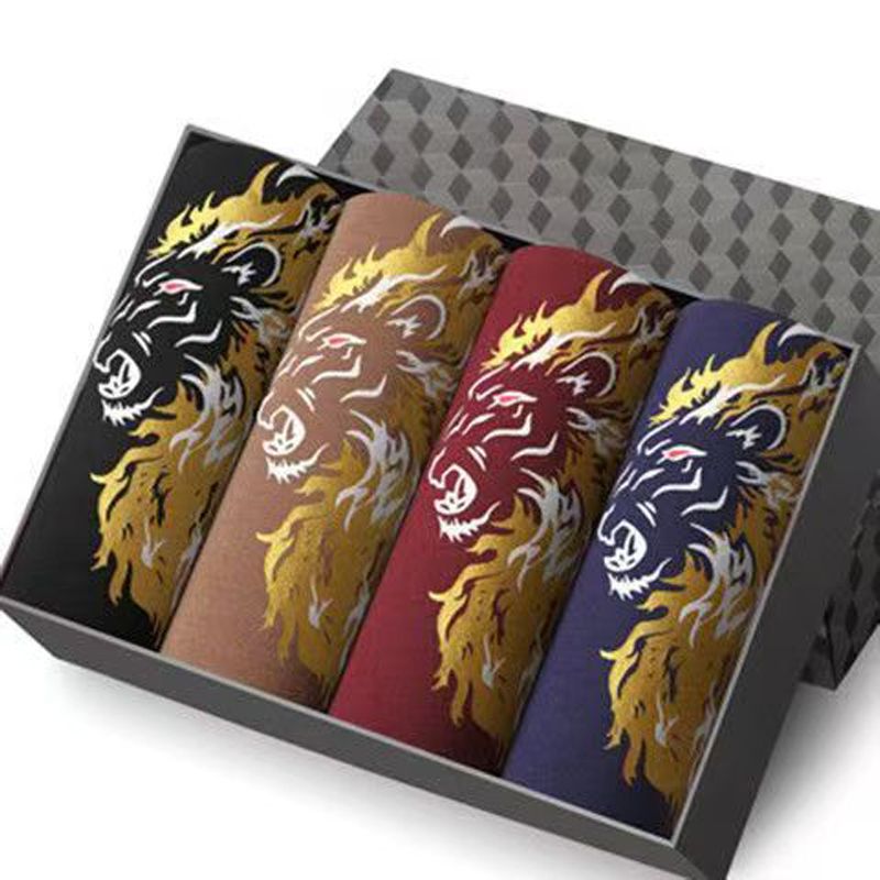 4PC size XL-4XL men's clothing underwear boxers breathable boxer briefs boys' shorts comfortable students middle waist