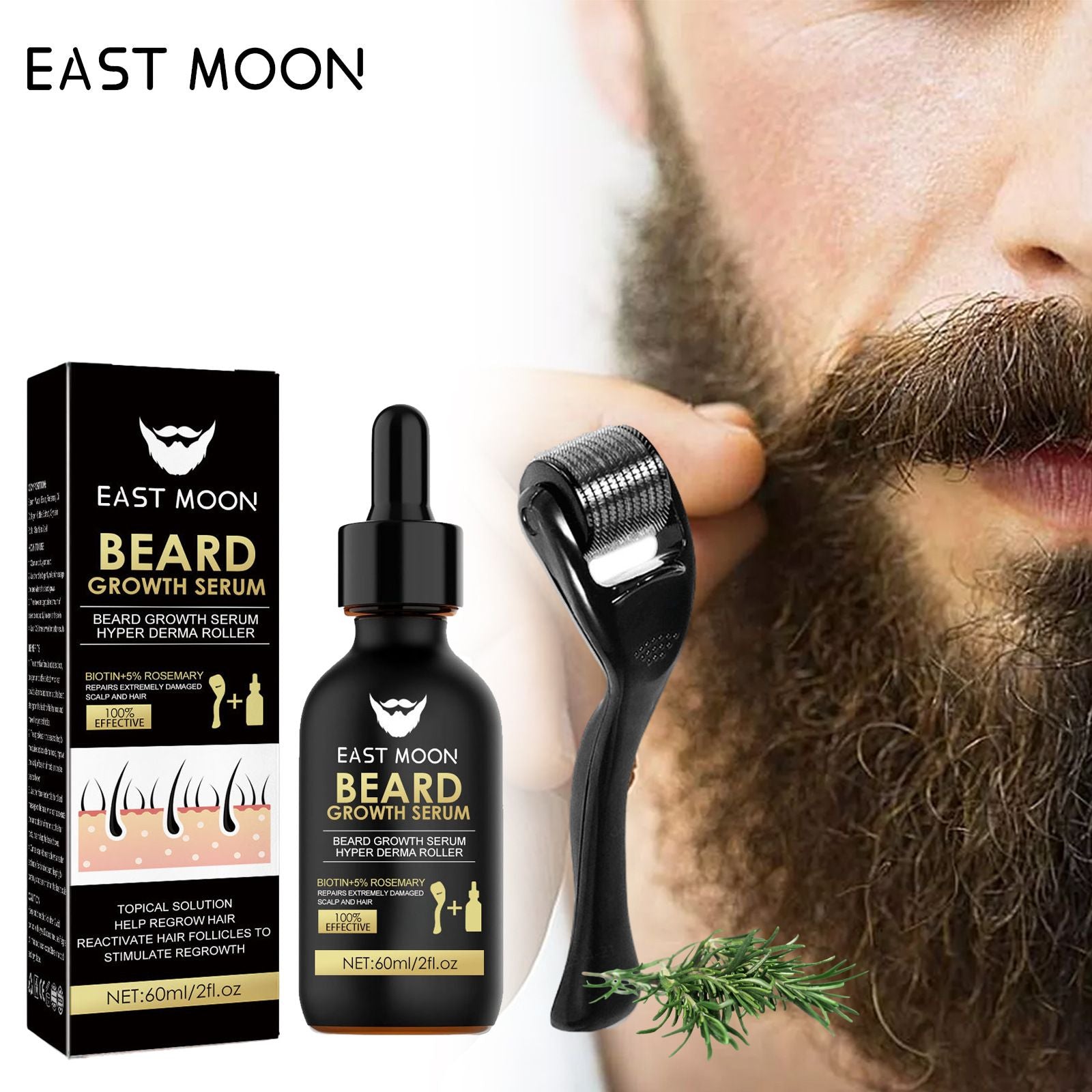 Men's Beard Growth Serum Kit With Derma Roller Stronger Thicker Fuller Beard Serum Set Facial Care Nourishing Thickening Beard Care Oil Set