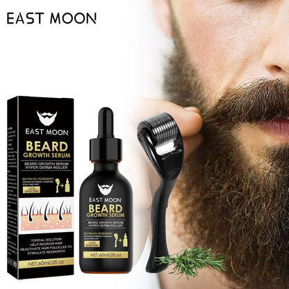 Men's Beard Growth Serum Kit With Derma Roller Stronger Thicker Fuller Beard Serum Set Facial Care Nourishing Thickening Beard Care Oil Set