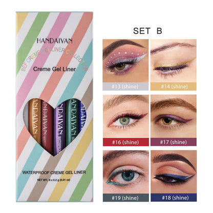 The new 6-piece Eyeliner HANDAIYAN Rotatable Waterproof Non-halo Color Eyeliner pencil set