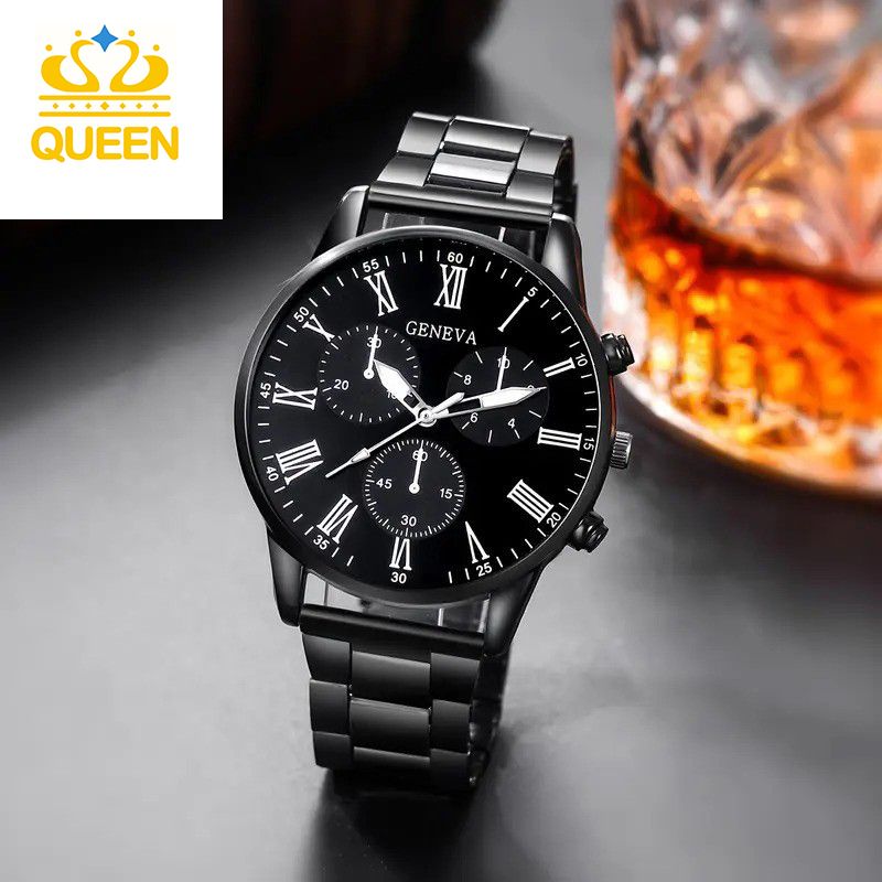 Men's Steel Watch Business Casual Quartz Imitation three eyes Watches Roman Scale Watch A handy accessory for elite men