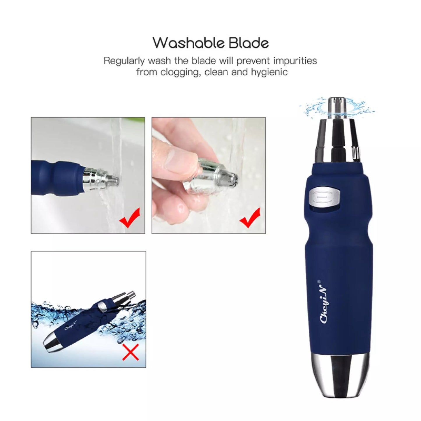 Low Noise Electric Nose Ear Trimmer for Men Washable Trimmer Head Portable Nose Ear Hair Clipper