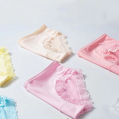 4 PCS Bbreathable Women's Underwear Soft Lightweight And Dry Women's Clothing Solid Color Women's Lace Lingerie New Milk Silk Panties