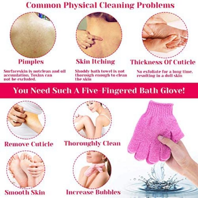 5 Pairs Exfoliating Gloves For Bath Body Scrub, Assorted Colours