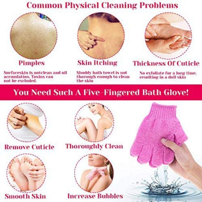 5 Pairs Exfoliating Gloves For Bath Body Scrub, Assorted Colours