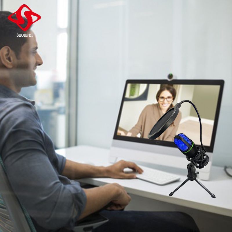 RGB Colorful USB microphone intelligent noise reduction game host computer e-sports competition host professional condenser microphone