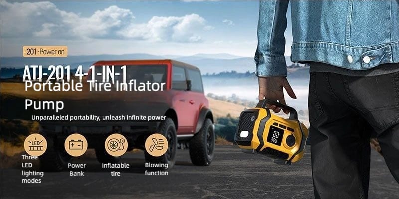 8000mAh Smart Car Jump Starter & High-Pressure Tire Inflator, 3-in-1 Jump Start + Inflation + Power Bank, Wireless Inflation Supported