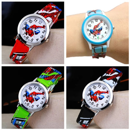 Children's Cartoon Watch Spiderman Leather Strap Quartz Watch Best Child Wristwatch Waterproof Men Watches Boy Gift