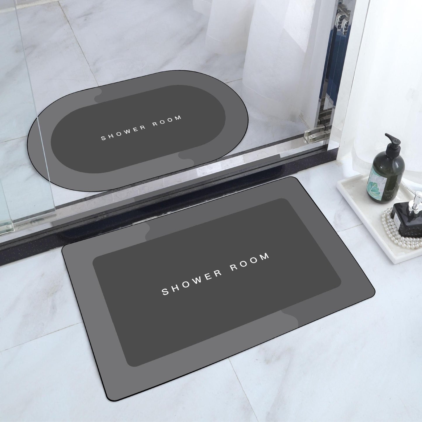 2PCSBathroom non slip floor mat, entrance foyer absorbent floor mat, cross-border household bathroom printed foot mat