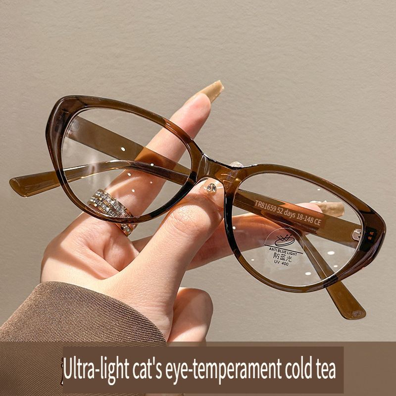 New butterfly frames, versatile no-makeup glasses, finished myopia glasses, student glasses, cat's eye anti-blue light flat glasses