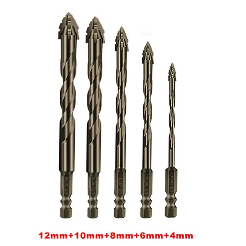 High-hard Four-edged Serrated Eccentric Drill Hand Tools For Dry Drilling Of Ceramic Tiles Glass Marble Concrete Stainless Steel Drill Bits, The Site All Porcelain Concrete Wall Brick Impact Steel Bar