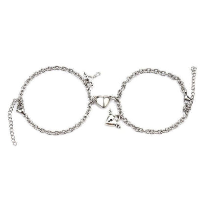 Couple Bracelets Magnetic Buckle Lovers Bracelets Fashion Love Key Lock Design couples Wrist Chain Bracelet Heart Couple Bracelet