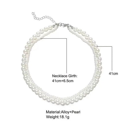 New French temperament geometric pearl double-layer necklace fashionable simple high-end clavicle chain fashionable versatile necklace