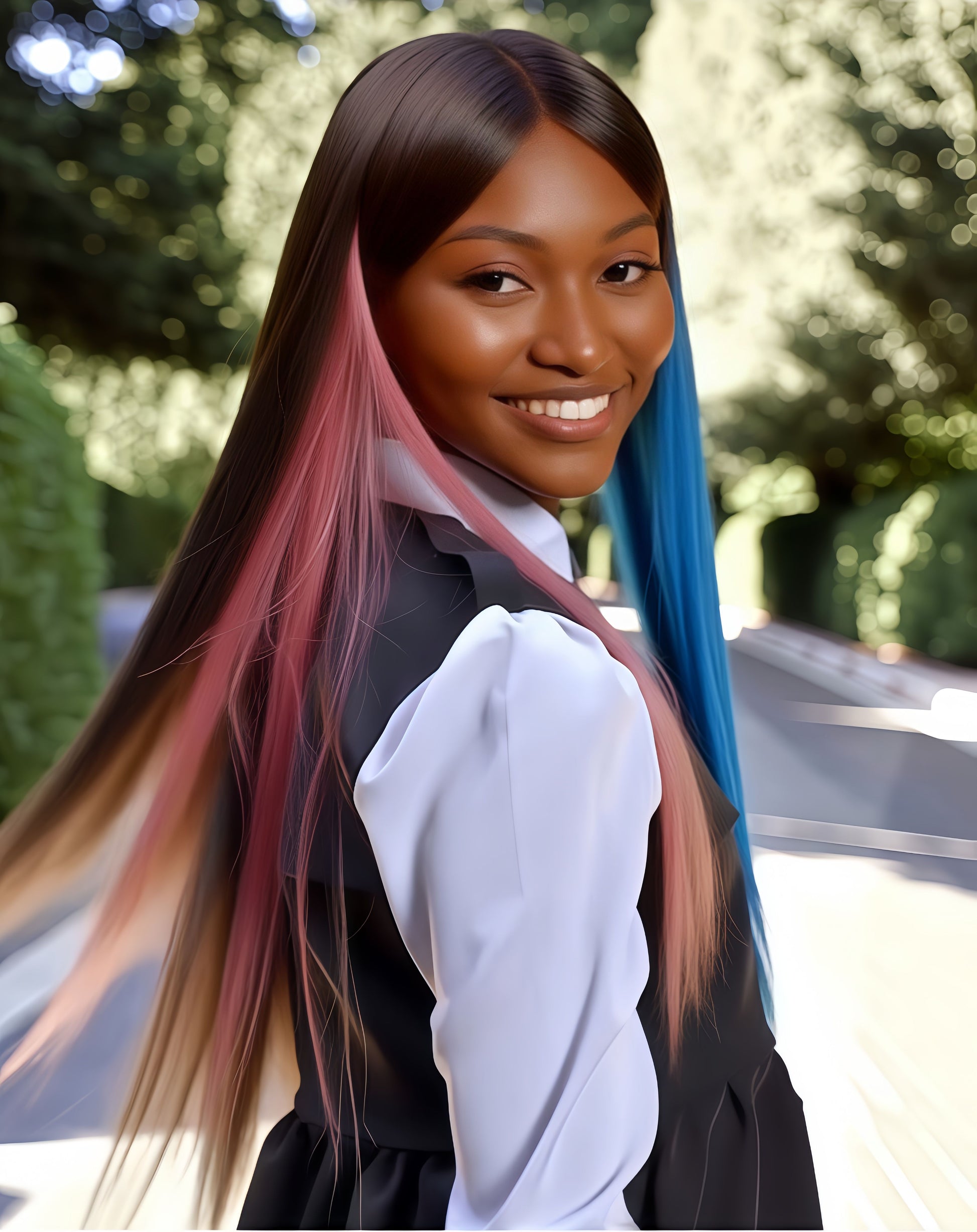 Synthetic Fiber Clip-in Underlight Extensions | Damage-Free Gradient Hair & Social-Ready Style (Church Ready, Smoky Blue Gradient, 20 Inch, Lightweight, Daily/Professional Use)