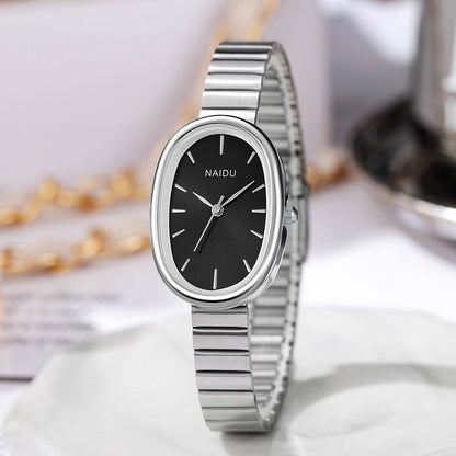 Hot Sale New Fashion Ladies Watch Female Steel Belt Ins Style High-Grade Oval Steel Belt Bracelet Versatile Quartz Watch