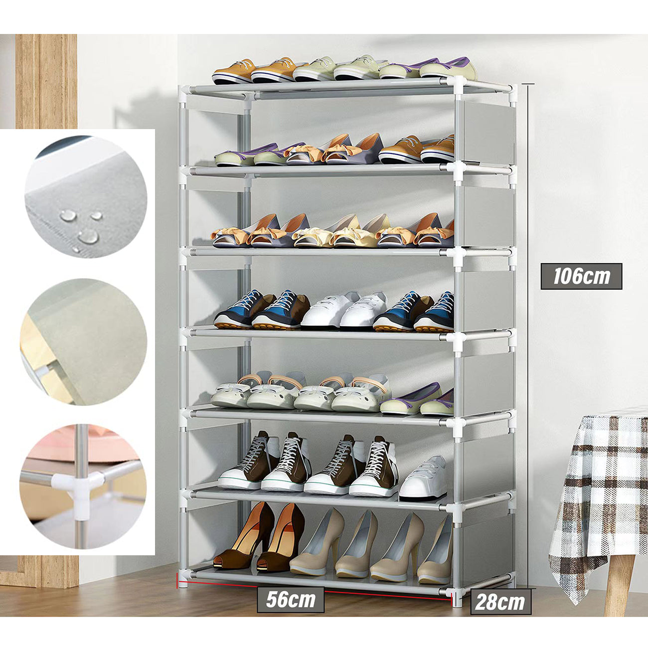 Shoe Rack Stackable Shoe Rack 6 Tier Large Capacity Portable Home Living Storage Shoe Stand Storage Organizer for Entryway, Hallway and Cupboard Space Saving 6 Tier