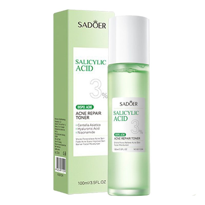 SADOER 9PCS Skin Care Set Salicylic Acid Set Dispel Acne Repair Face Cream + Lighten Acne Marks Face Cleanser + Anti-Acne Repair Toner + Acne Removal Face Serum + 5PCS Acne Sooth Hydrate Facial Masks