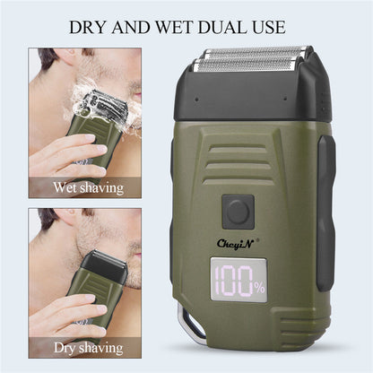 Electric Razor For Men Portable Cordless Men Reciprocating Razor Beard Hair Trimmer Professional Rechargeable Electric Shaver 2 Floating Shaver Head LCD Display Shaving Machine