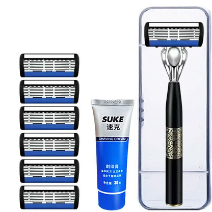 Men Shaver Razor Barber Tools Facial Hair Razor 7 Layers Blades High Quality Antique Shaving Knife Shaver With Replacement Head