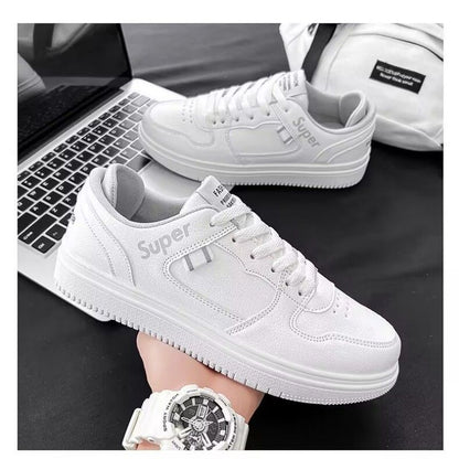 Men's White Shoes Summer Versatile Breathable Low Upper Sports Trendy Board Shoes Casual Sneaker Shoes Men's Lace-up Shoes