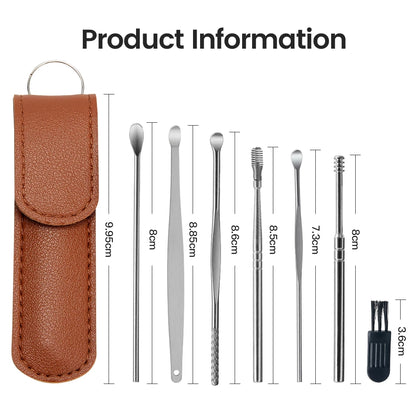 6Pcs/set Ear Cleaner Wax Removal Earpick Sticks Earwax Remover Curette Ear Pick Cleaning Ear Cleanser Spoon Health Care Earpick