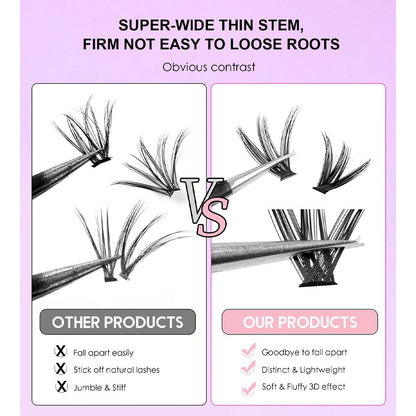 Lash Extension Kit DIY 280pcs Lash Clusters Eyelash Extension Kit, 9-16mm 30D 40D Individual Lashes Kit with Lash Bond and Seal, Lash Tweezers for Self Use (30D&40D, 0.07D, 9-16mm, Kit)