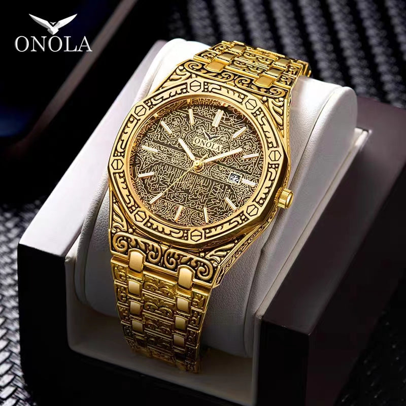 Men's Fashion Stainless Steel Watch Luxury Calendar Quartz Watch Business Clock