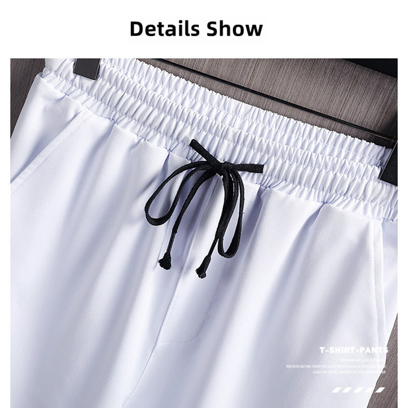 2 PCS 2 in 1 Men Clothes T-Shirts tshirts Shorts Polos Men Suits Fashion Summer Print Round Neck Short Sleeve Shorts T-Shirt Sets