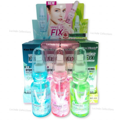 Kiss Beauty Green Tea / Aloe Vera / Rose Water Makeup Fix Setting Spray Soothing Hydrating Balancing Make Up Facial Mist 99% Natural