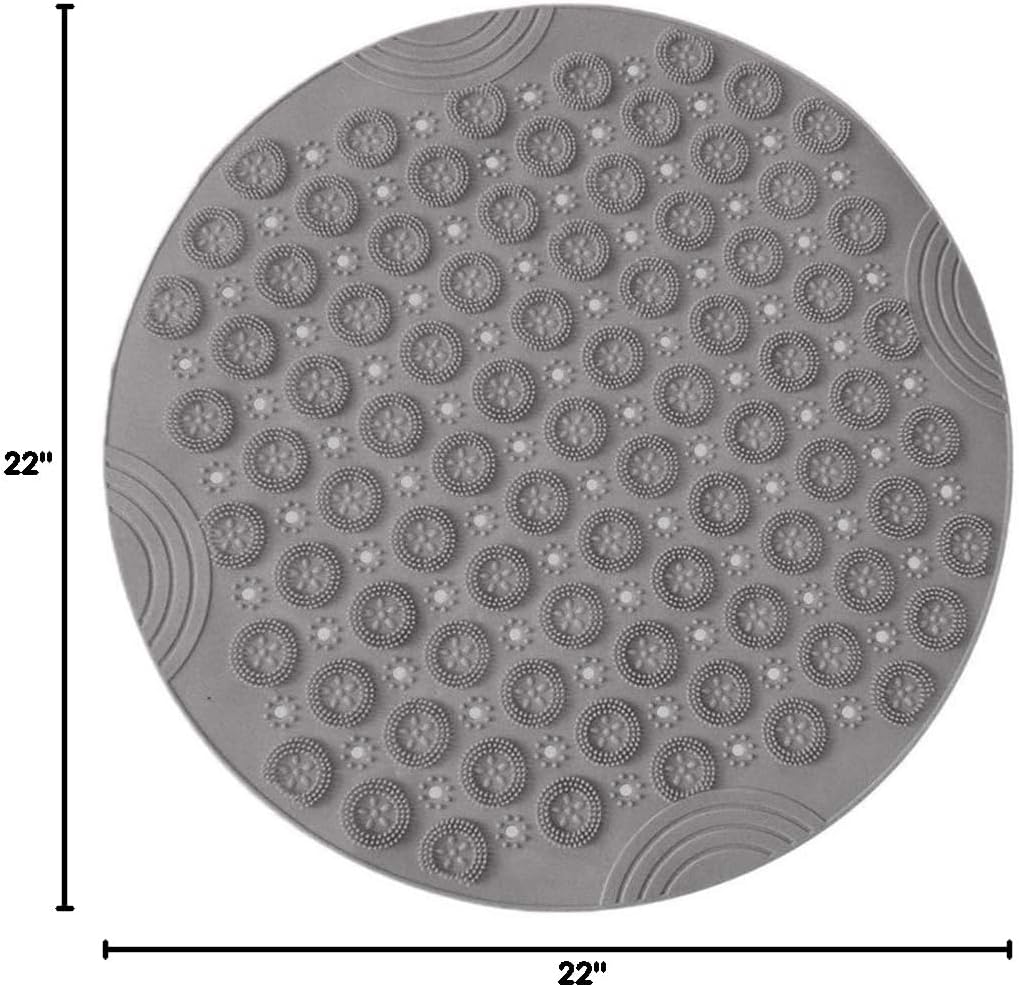 Shower Mat, Round Shower Stall Mat, PVC Bathtub Mat, Non Slip Bath Mat with Suction Cups and Drain Holes, Machine Washable for Bathroom Bathtub Swimming Pool