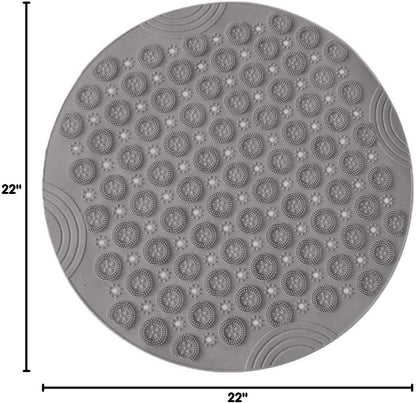 Shower Mat, Round Shower Stall Mat, PVC Bathtub Mat, Non Slip Bath Mat with Suction Cups and Drain Holes, Machine Washable for Bathroom Bathtub Swimming Pool