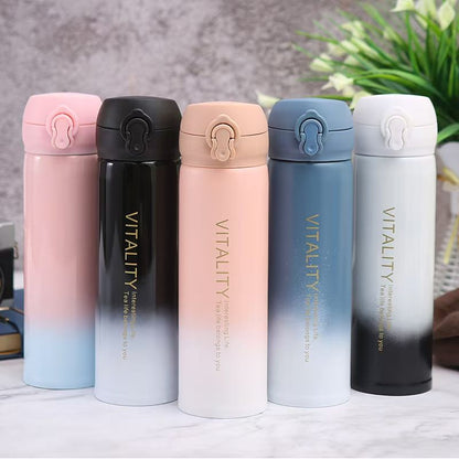 Gradient Color Water Bottle Thermos Cup Water Bottle Stainless Steel Thermos Bottle Outdoor Vacuum Flask Insulated Cup Gift