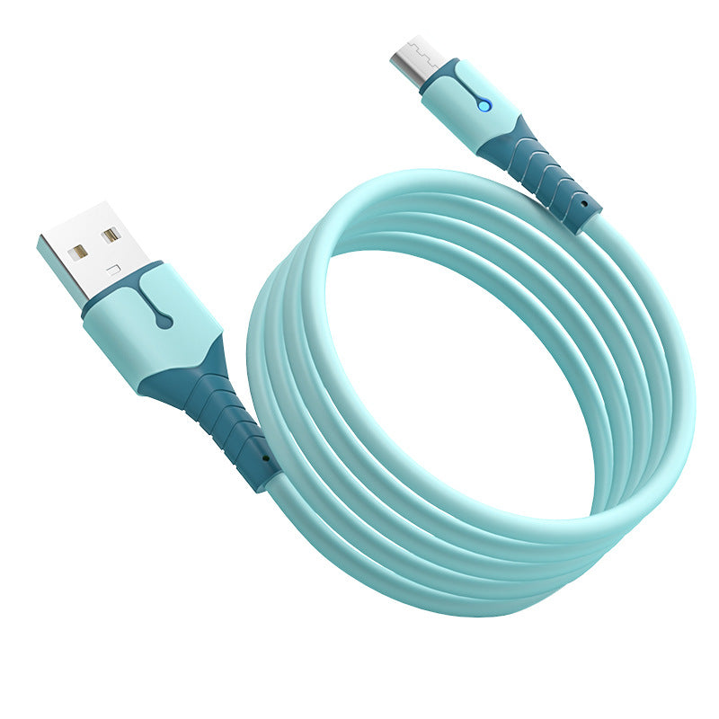 Liquid silica gel charging cables Micro USB Data Cables with light Fast Charging data line For Android Phone Charger Cable