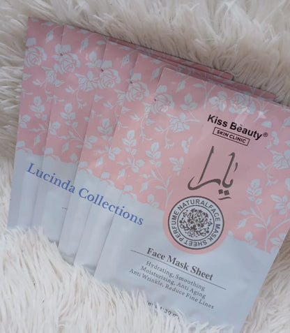 10 PIECES Skin Clinic Arabic Perfume Natural Sheet Mask Pack Anti Acne Soothing Repair Hydrating Facial Mask Wholesale Kiss Beauty Anti wrinkle Aging Yara Soothing Repairing Moisturizing Face Mask