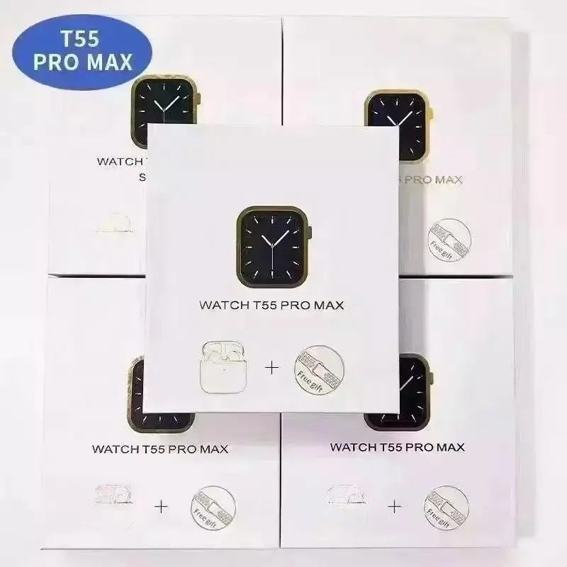 RichRipple 2 in 1 T55 Pro Max Smart Watch TWS Earphone in One Double Strap BT Call Smart Watches Reloj 1.44 Inch Screen T55 Pro Max SmartWatches