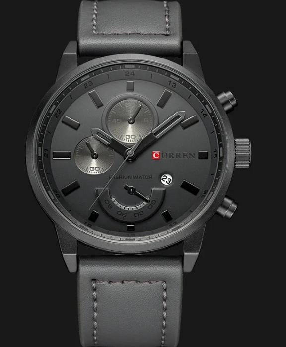 Curren 8301 Men’s 45 mm 3D Dial Watch – Leather Strap Quartz Timepiece with Auto Date, Complete Calendar, Hardlex Face & 3 ATM Water Resistance