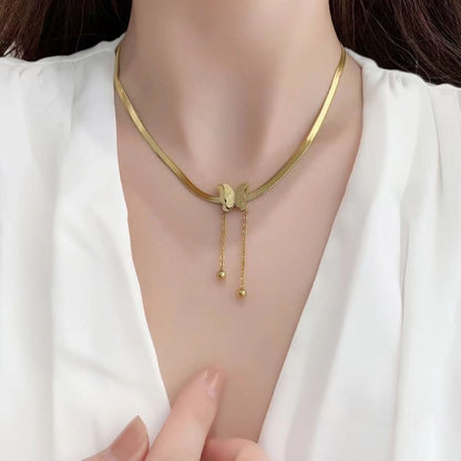 Amazon's new tassel butterfly necklace for women, 18K gold light luxury versatile fashion pendant, internet famous collarbone chain