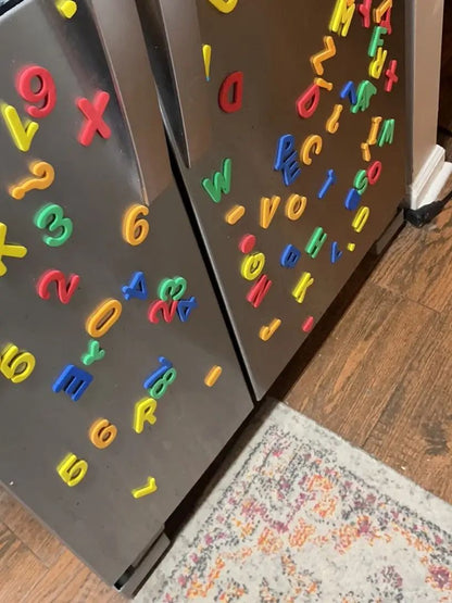 26-79pcs Magnetic Educational Stickers Magnetic Letters Numbers Alphabet ABC 123 Fridge Magnets Plastic Educational Preschool Learning Toy Set Uppercase Lowercase Math