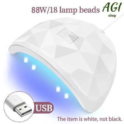 88W LED Nail Drying Lamp Manicure UV Nail Dryer Curing Gel Nail Polish 18 Lights USB Charge Professional Manicure Pedicure Nail Lamp Tools Equipment Sun Light Nail Art Tools