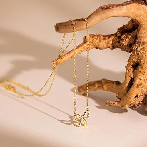 bow necklace women/woman necklace choker/chocker clavicle necklace, 18K Golden plated Bow Dainty Necklace Bow Pendant Choker Necklace Trendy Bow Necklace Gold Chain Necklaces Jewelry Gift for lady