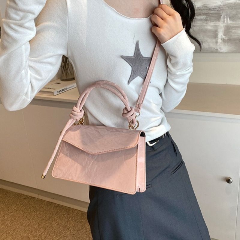 Mateamoda Minimalist Knot-Handle Faux Leather Shoulder Bag Crossbody Bag Underarm Handbag